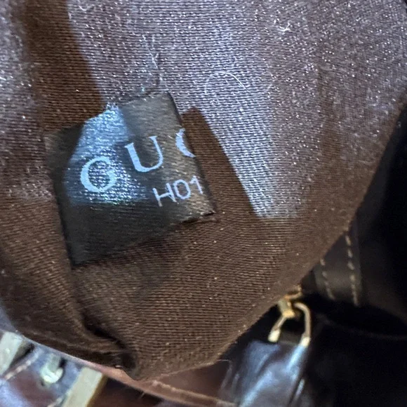 Gucci Dark Brown Web Britt Leather Shoulder Bag with Gold and Red Details - Picture 8 of 11